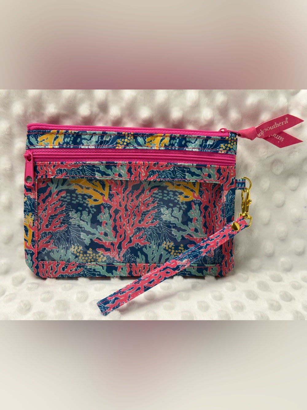 Simply Southern Bright Pink Zippered Pouch